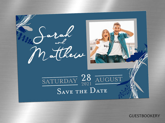 Navy Blue Save The Date Magnets - Custom Face