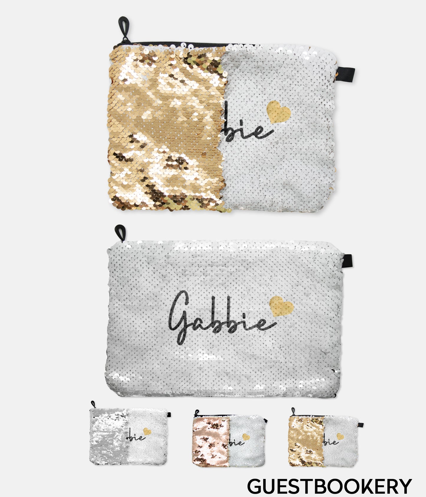 Personalized Sequin Reversible Cosmetic Bag
