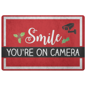 Smile you're on Camera Doormat - Guestbookery